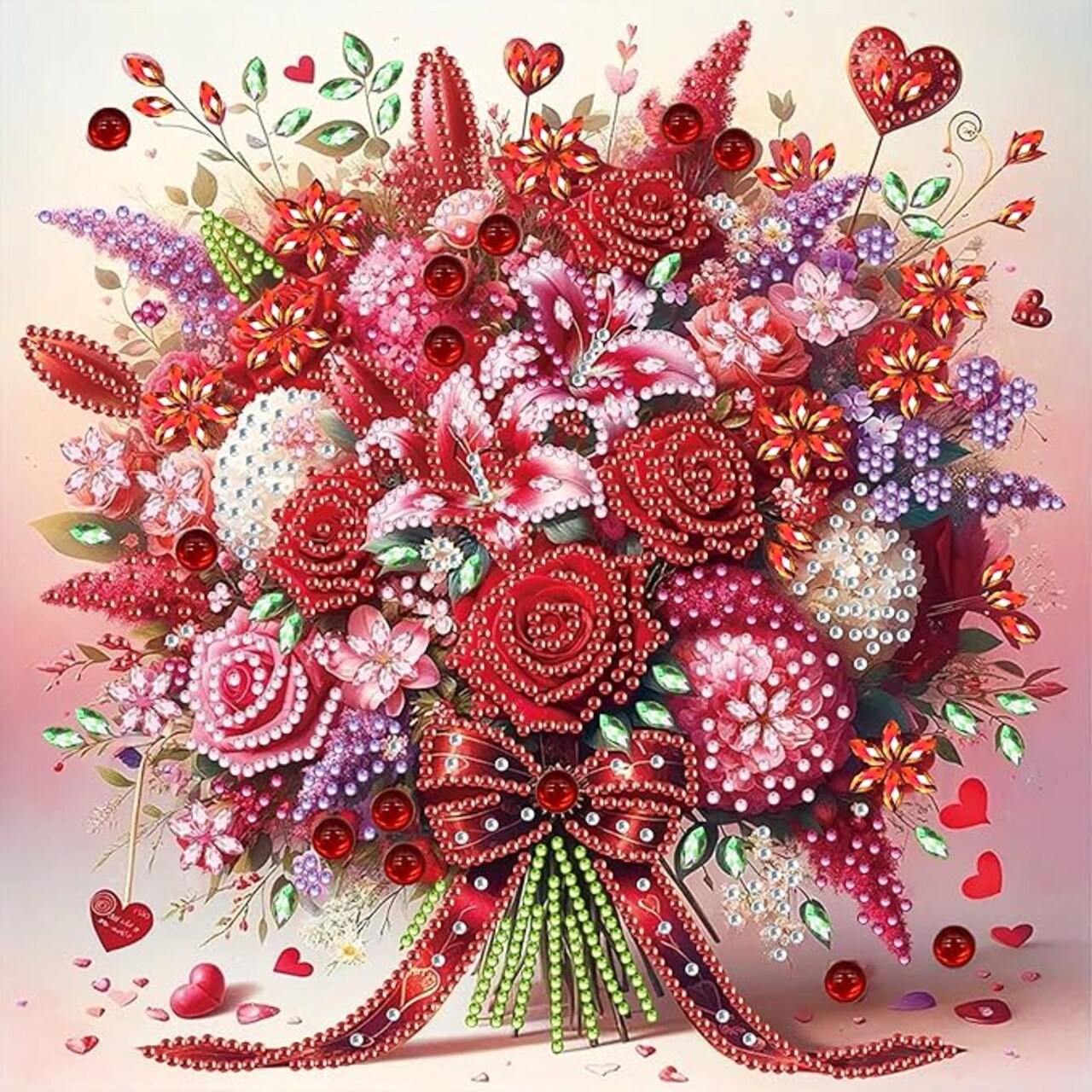 Diamond Painting Kit for Adults – 12x12 Inch Partial Drill Red Flowers, Special Shaped Diamond Art for Beginners, Valentine’s & Mother’s Day Craft
